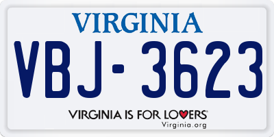 VA license plate VBJ3623