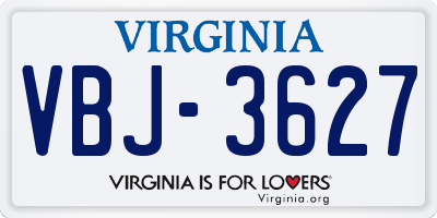 VA license plate VBJ3627