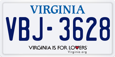 VA license plate VBJ3628