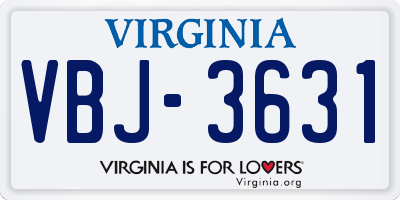 VA license plate VBJ3631