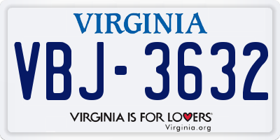 VA license plate VBJ3632