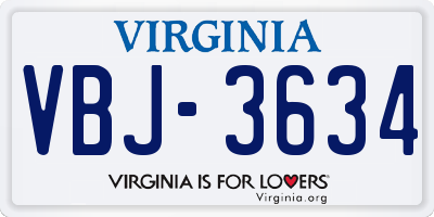 VA license plate VBJ3634
