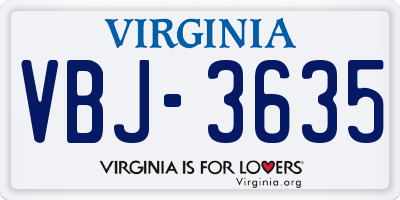 VA license plate VBJ3635