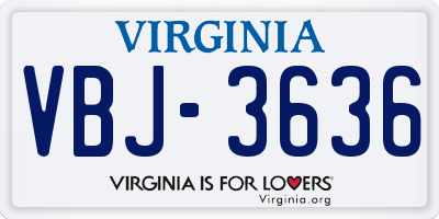 VA license plate VBJ3636