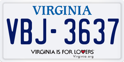 VA license plate VBJ3637
