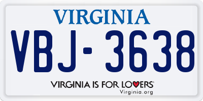 VA license plate VBJ3638