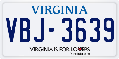 VA license plate VBJ3639