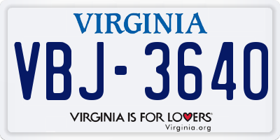 VA license plate VBJ3640