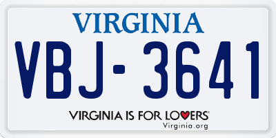 VA license plate VBJ3641