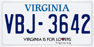 VA license plate VBJ3642