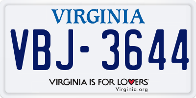 VA license plate VBJ3644