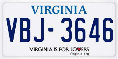 VA license plate VBJ3646