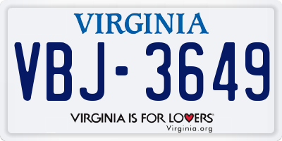 VA license plate VBJ3649