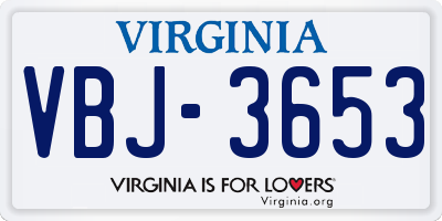 VA license plate VBJ3653