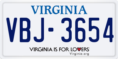 VA license plate VBJ3654