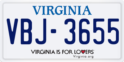 VA license plate VBJ3655