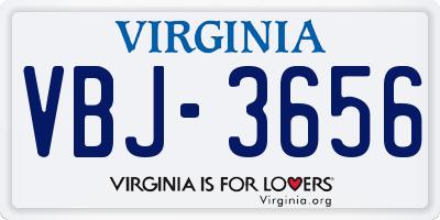 VA license plate VBJ3656