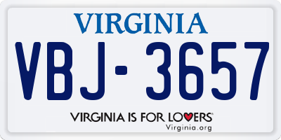 VA license plate VBJ3657