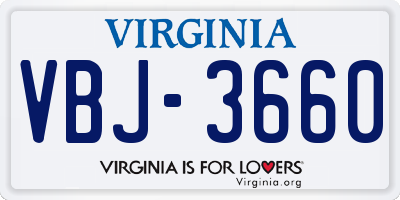 VA license plate VBJ3660