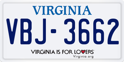 VA license plate VBJ3662