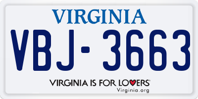 VA license plate VBJ3663