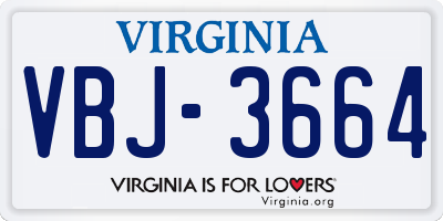 VA license plate VBJ3664