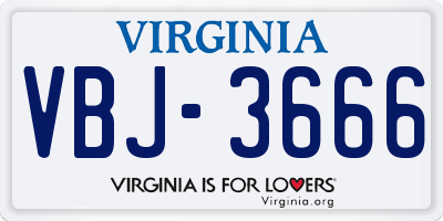 VA license plate VBJ3666