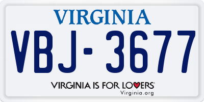 VA license plate VBJ3677