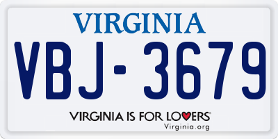 VA license plate VBJ3679