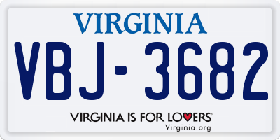 VA license plate VBJ3682