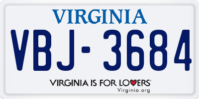 VA license plate VBJ3684