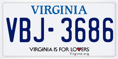 VA license plate VBJ3686