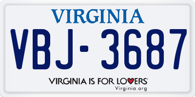VA license plate VBJ3687