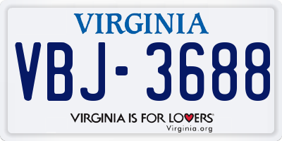 VA license plate VBJ3688
