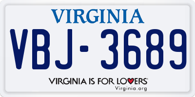 VA license plate VBJ3689