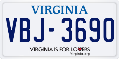 VA license plate VBJ3690
