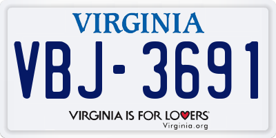VA license plate VBJ3691