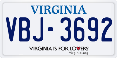 VA license plate VBJ3692
