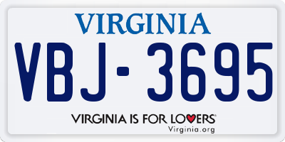 VA license plate VBJ3695