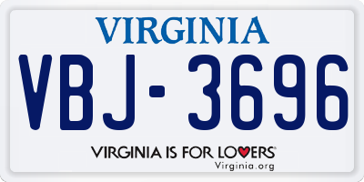 VA license plate VBJ3696