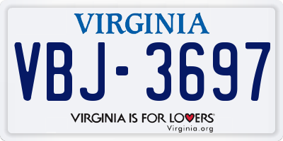 VA license plate VBJ3697