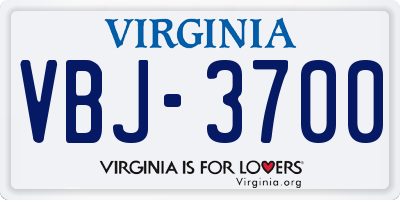 VA license plate VBJ3700