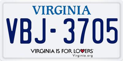 VA license plate VBJ3705
