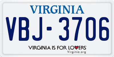 VA license plate VBJ3706