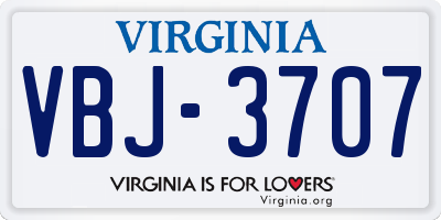 VA license plate VBJ3707