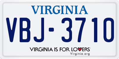 VA license plate VBJ3710