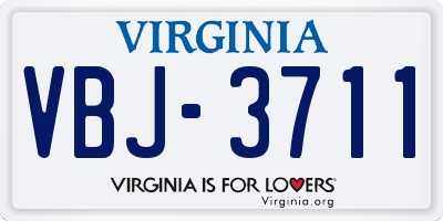 VA license plate VBJ3711