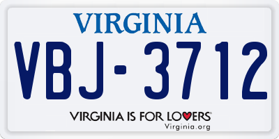 VA license plate VBJ3712