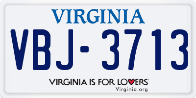VA license plate VBJ3713