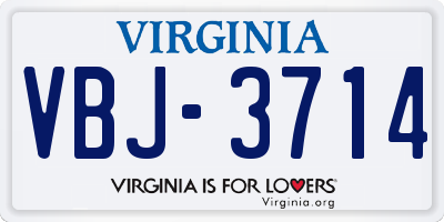 VA license plate VBJ3714